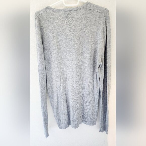 Zara Mens Basic Lightweight Viscose Gray Long Sleeve V-Neck Sweater Size Small - Picture 2 of 6